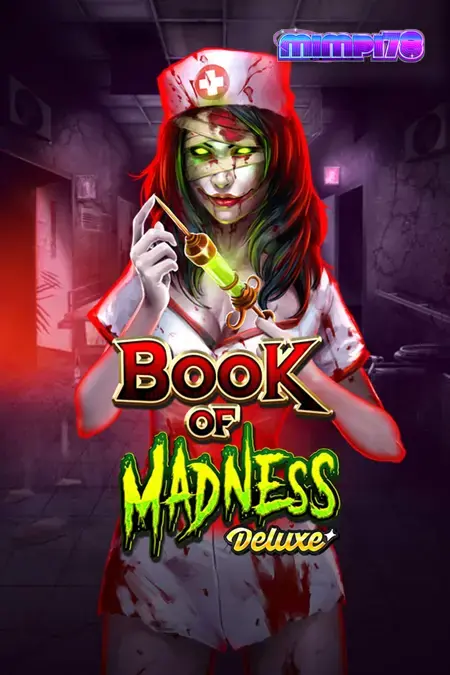 Tampilan visual slot Book of Madness Deluxe dengan tema horor